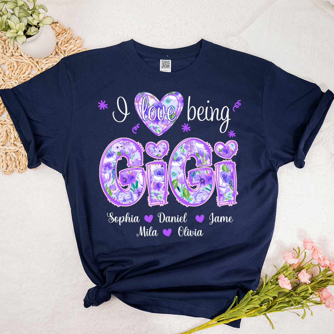 I Love Being Gigi Purple Floral Personalized
