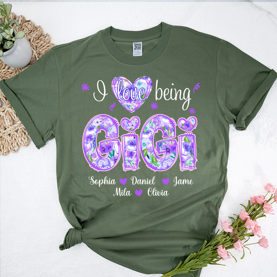 I Love Being Gigi Purple Floral Personalized