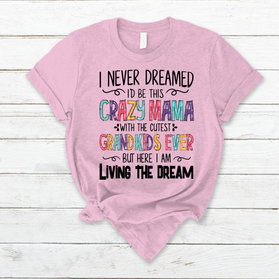 I Never Dreamed I'd Be This Crazy Mama With The Cutest Grandkids Ever But Here I Am Living The Dream T-Shirt