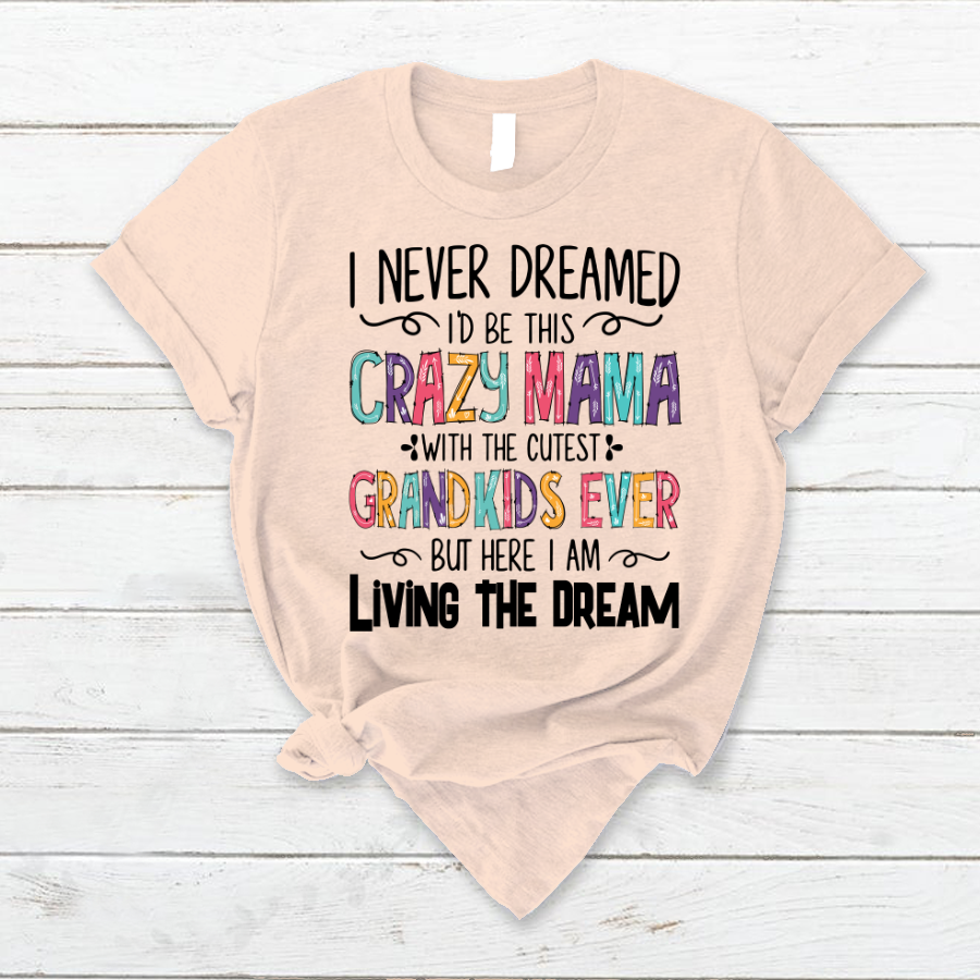 I Never Dreamed I'd Be This Crazy Mama With The Cutest Grandkids Ever But Here I Am Living The Dream T-Shirt