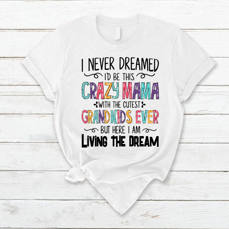 I Never Dreamed I'd Be This Crazy Mama With The Cutest Grandkids Ever But Here I Am Living The Dream T-Shirt