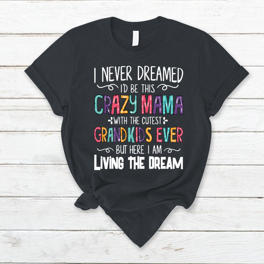 I Never Dreamed I'd Be This Crazy Mama With The Cutest Grandkids Ever But Here I Am Living The Dream T-Shirt