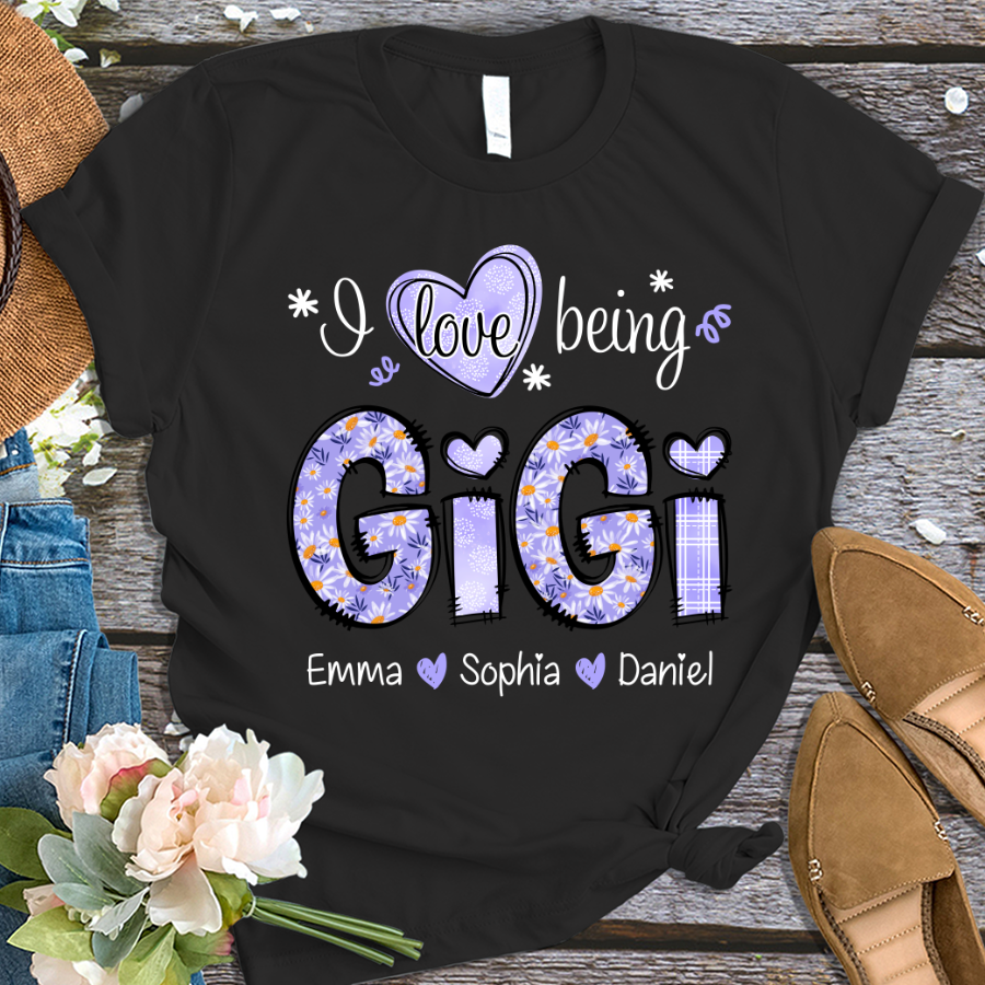I Love Being Gigi Daisy Purple With Grandkids Mother's Day TH T-Shirt