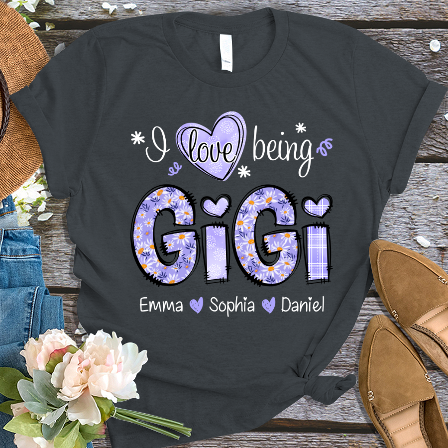 I Love Being Gigi Daisy Purple With Grandkids Mother's Day TH T-Shirt