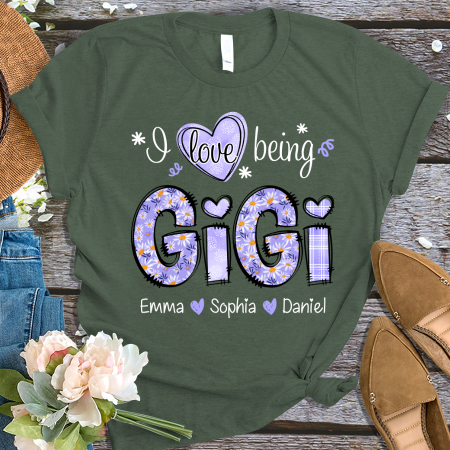 I Love Being Gigi Daisy Purple With Grandkids Mother's Day TH T-Shirt
