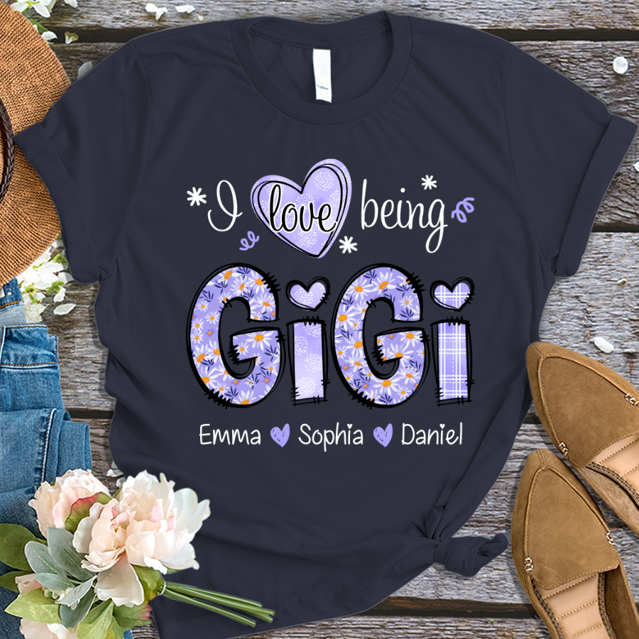 I Love Being Gigi Daisy Purple With Grandkids Mother's Day TH T-Shirt