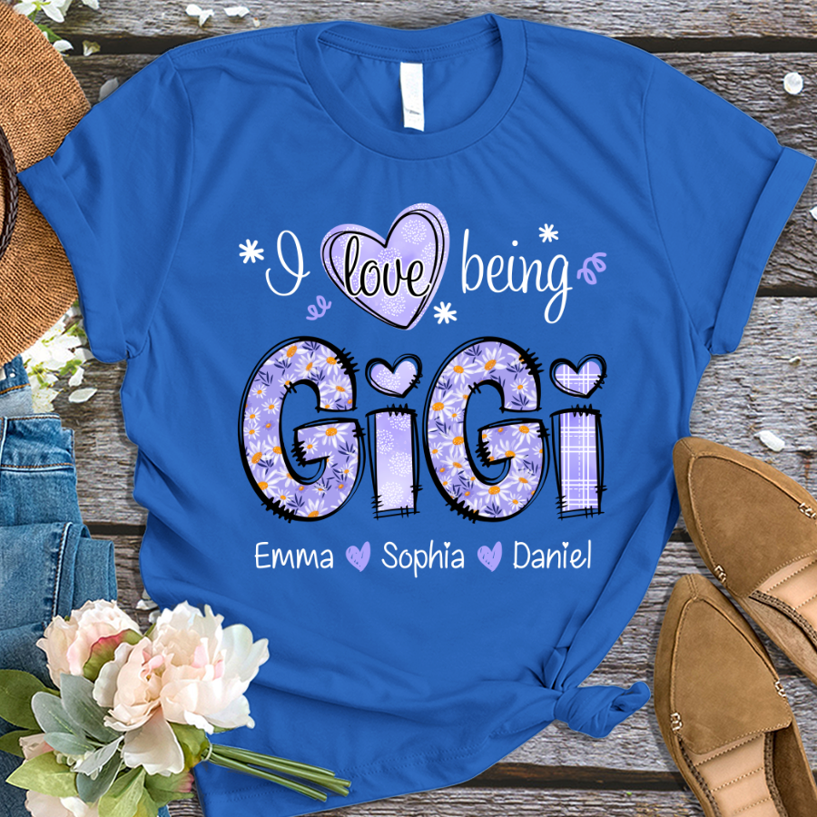 I Love Being Gigi Daisy Purple With Grandkids Mother's Day TH T-Shirt