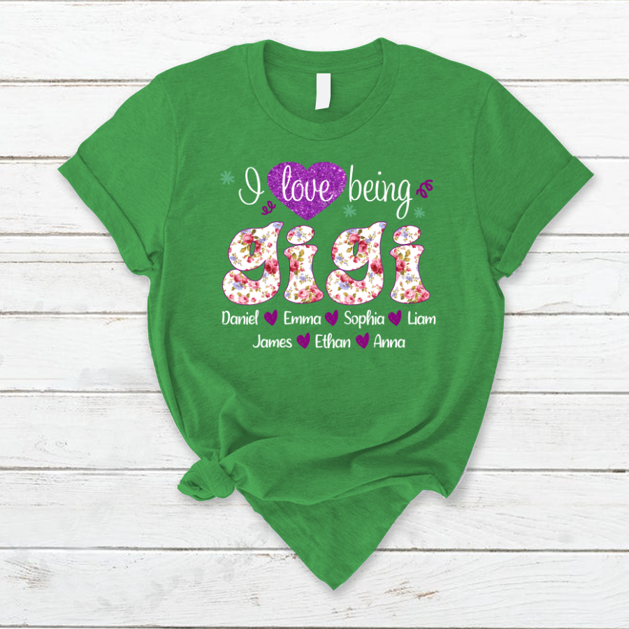 I Love Being Gigi Purple Flower With  Heart Grandkids Mother Day T-Shirt