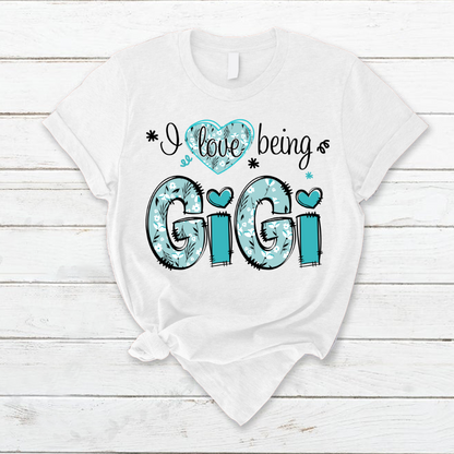 I love being Gigi Flower Custom Names And Grandkids Mother's Day T-Shirt