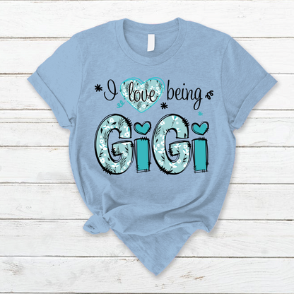 I love being Gigi Flower Custom Names And Grandkids Mother's Day T-Shirt