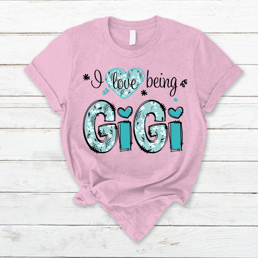 I love being Gigi Flower Custom Names And Grandkids Mother's Day T-Shirt