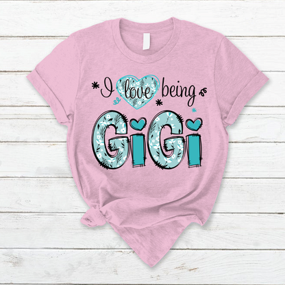I love being Gigi Flower Custom Names And Grandkids Mother's Day T-Shirt