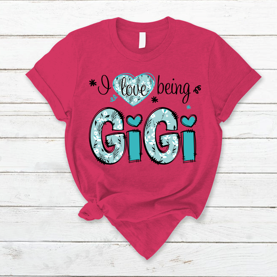 I love being Gigi Flower Custom Names And Grandkids Mother's Day T-Shirt