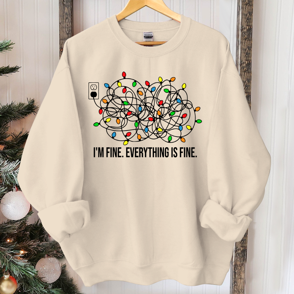 I'm Fine Everything Is Fine Sweatshirt, Christmas Sweatshirt, Sweatshirts Women, Christmas Sweatshirt Women, Christmas Lights Sweatshirt