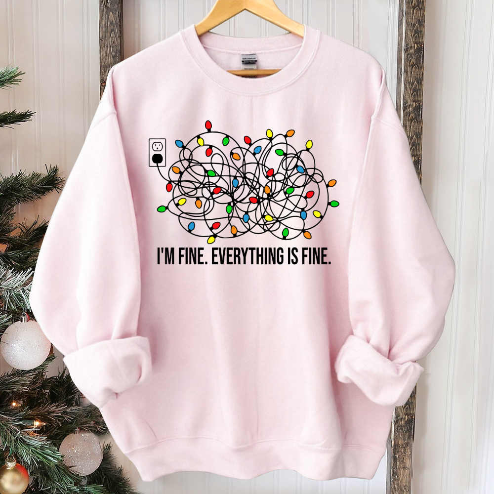 I'm Fine Everything Is Fine Sweatshirt, Christmas Sweatshirt, Sweatshirts Women, Christmas Sweatshirt Women, Christmas Lights Sweatshirt