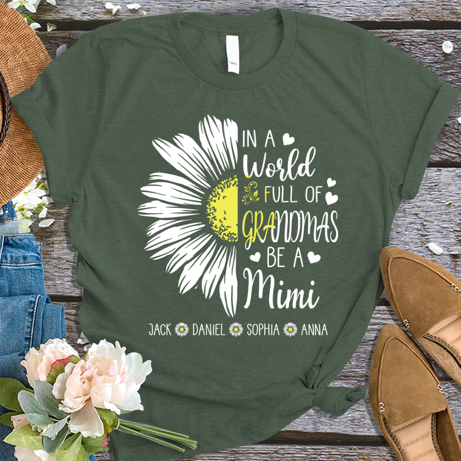 In a World Full Of Grandmas Be A Mimi Daisy With Grandkids T-Shirt