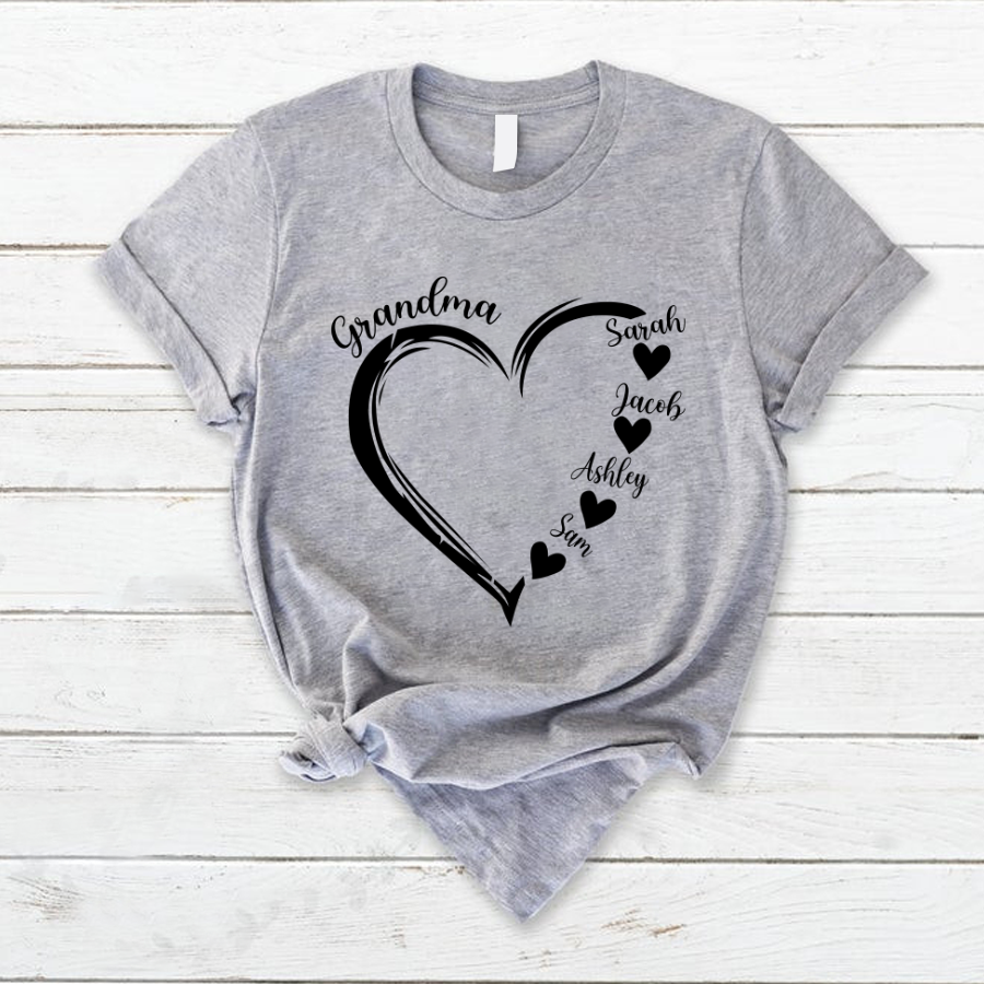Grandma and Grandkids,Sweethearts - Family Personalized Custom Unisex T-shirt, Hoodie, Sweatshirt - Gift For Grandma