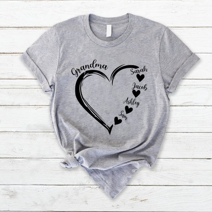 Grandma and Grandkids,Sweethearts - Family Personalized Custom Unisex T-shirt, Hoodie, Sweatshirt - Gift For Grandma