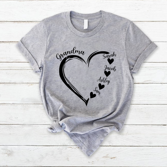 Grandma and Grandkids,Sweethearts - Family Personalized Custom Unisex T-shirt, Hoodie, Sweatshirt - Gift For Grandma