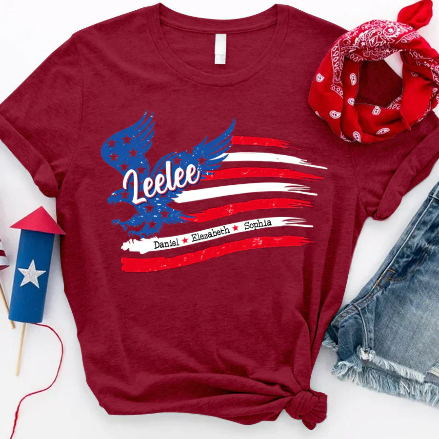 Leelee With Grandkids Names 4th Of July CTL94 T-Shirt