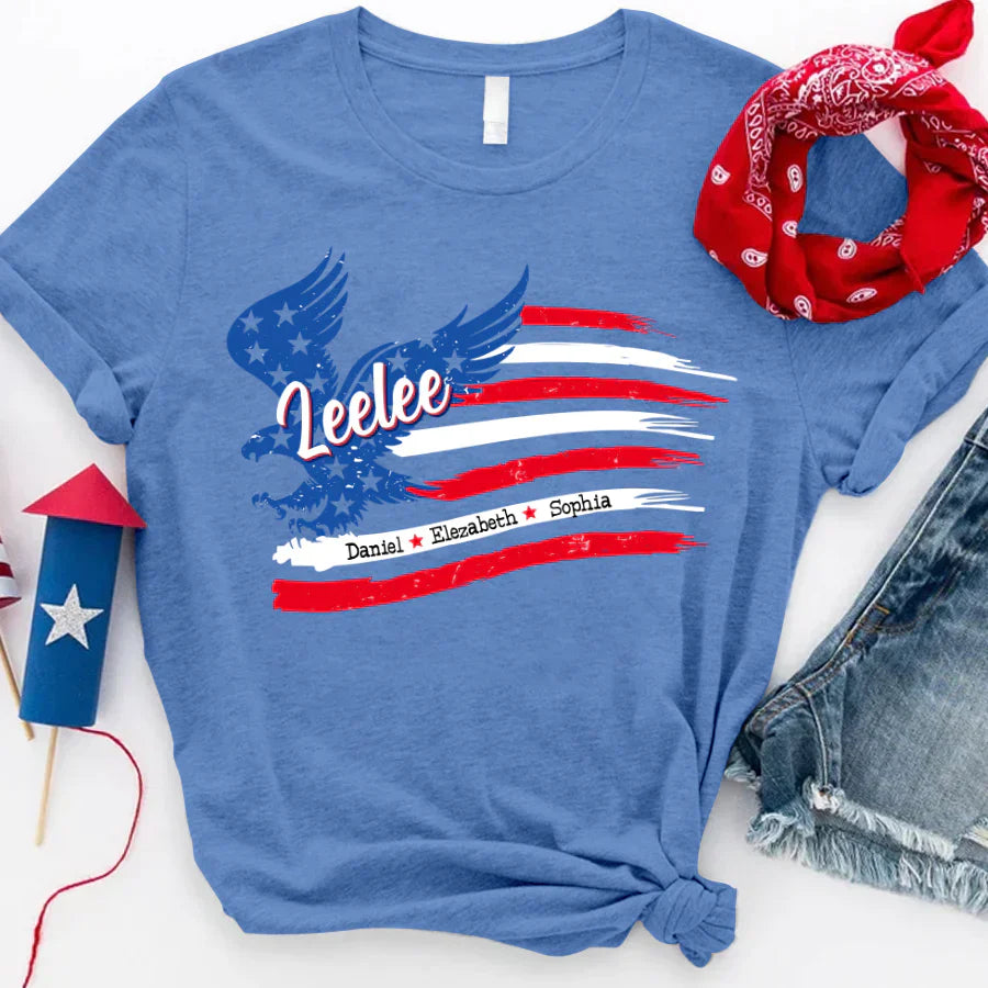 Leelee With Grandkids Names 4th Of July CTL94 T-Shirt