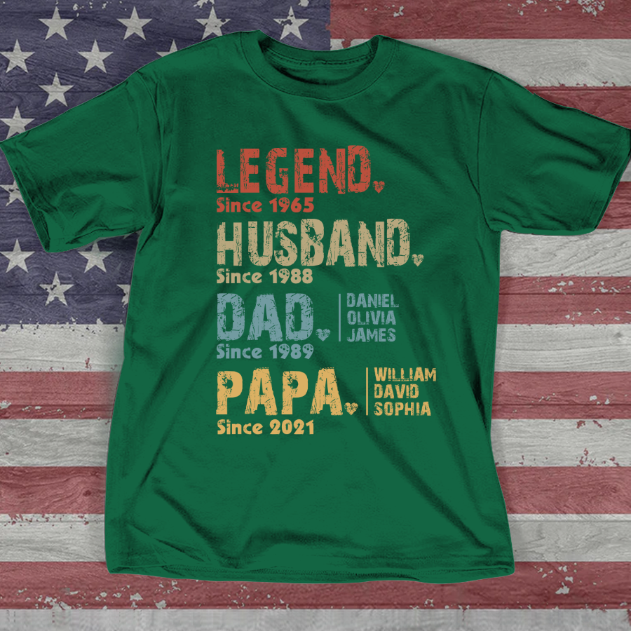 Legend Husband Dad Papa, Custom Dad Papa & Kids, Father's Day Gift TH T-Shirt
