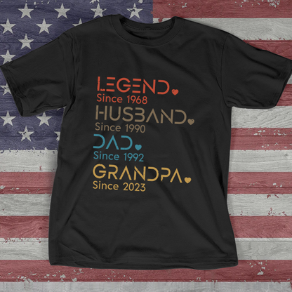 Legend Husband Daddy Papa Customized T-Shirt