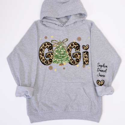 Leopard Christmas Tree Custom Gigi and Grandkids Shirt