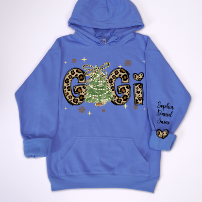 Leopard Christmas Tree Custom Gigi and Grandkids Shirt