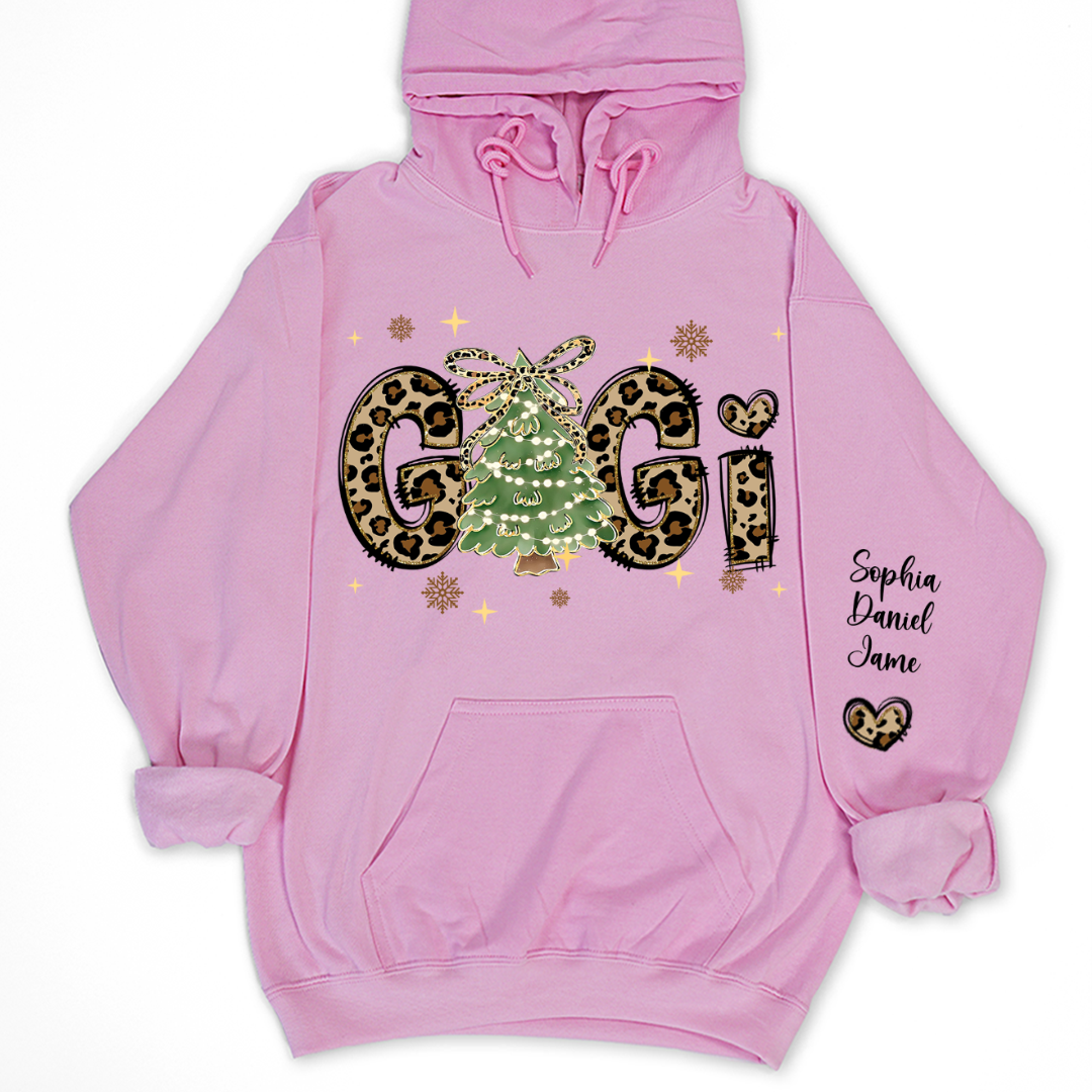 Leopard Christmas Tree Custom Gigi and Grandkids Shirt