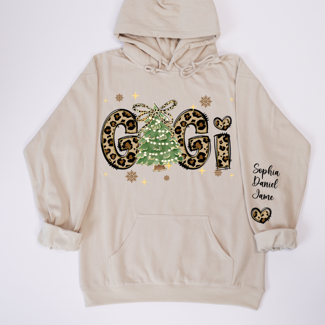 Leopard Christmas Tree Custom Gigi and Grandkids Shirt