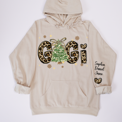 Leopard Christmas Tree Custom Gigi and Grandkids Shirt