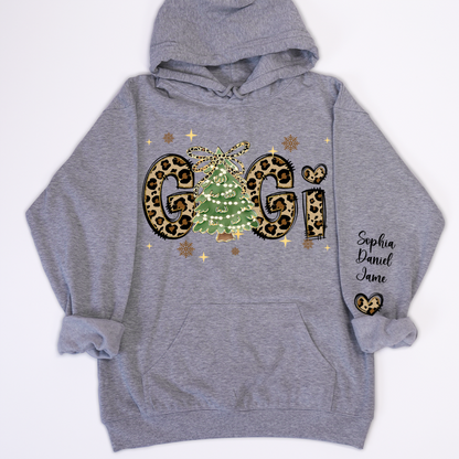 Leopard Christmas Tree Custom Gigi and Grandkids Shirt