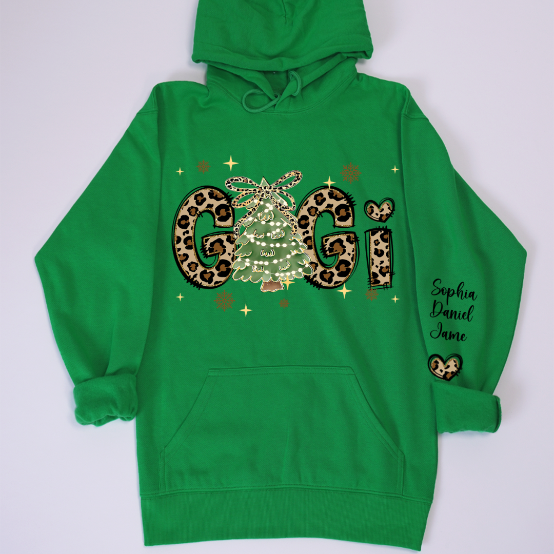 Leopard Christmas Tree Custom Gigi and Grandkids Shirt