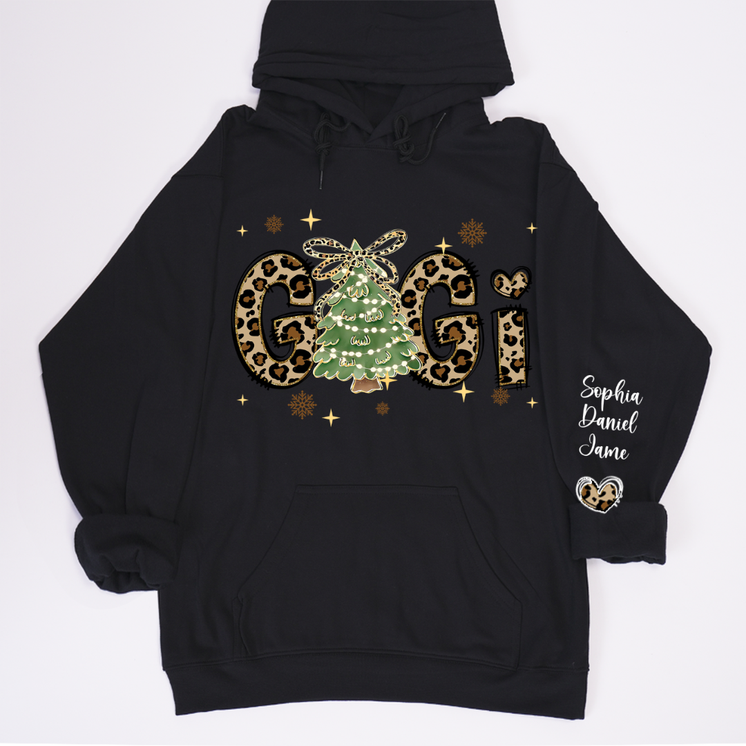 Leopard Christmas Tree Custom Gigi and Grandkids Shirt