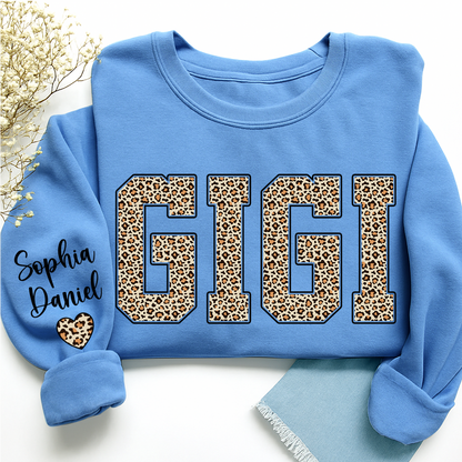 Leopard Gigi Custom Mimi Mama Nana Grandma and Grankids Sweatshirt