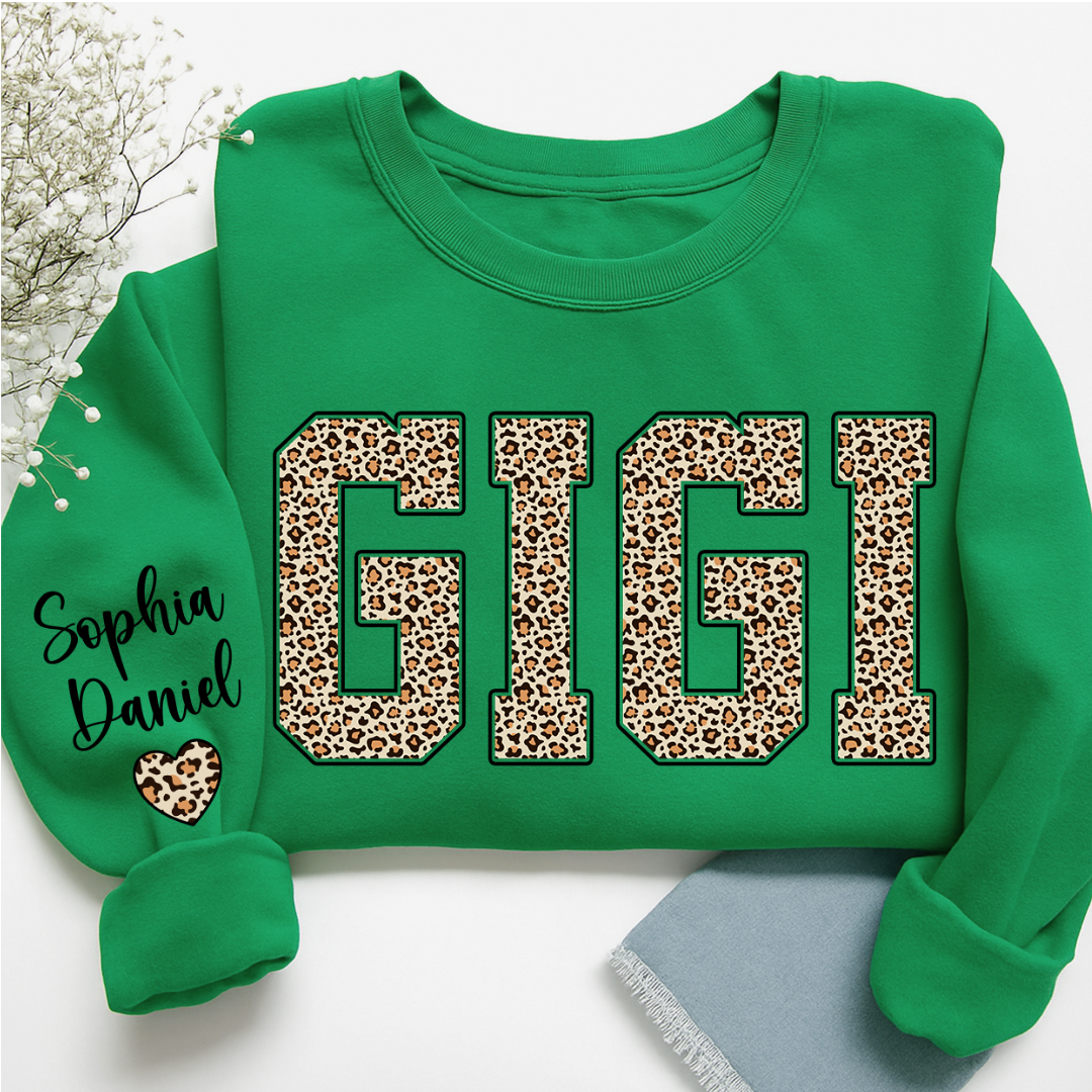 Leopard Gigi Custom Mimi Mama Nana Grandma and Grankids Sweatshirt