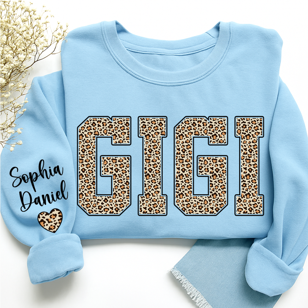 Leopard Gigi Custom Mimi Mama Nana Grandma and Grankids Sweatshirt