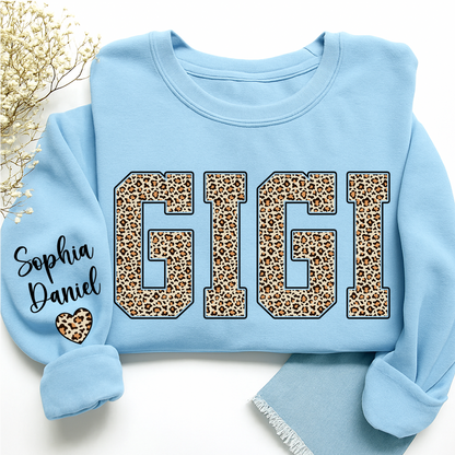 Leopard Gigi Custom Mimi Mama Nana Grandma and Grankids Sweatshirt