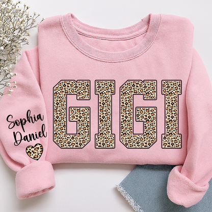 Leopard Gigi Custom Mimi Mama Nana Grandma and Grankids Sweatshirt