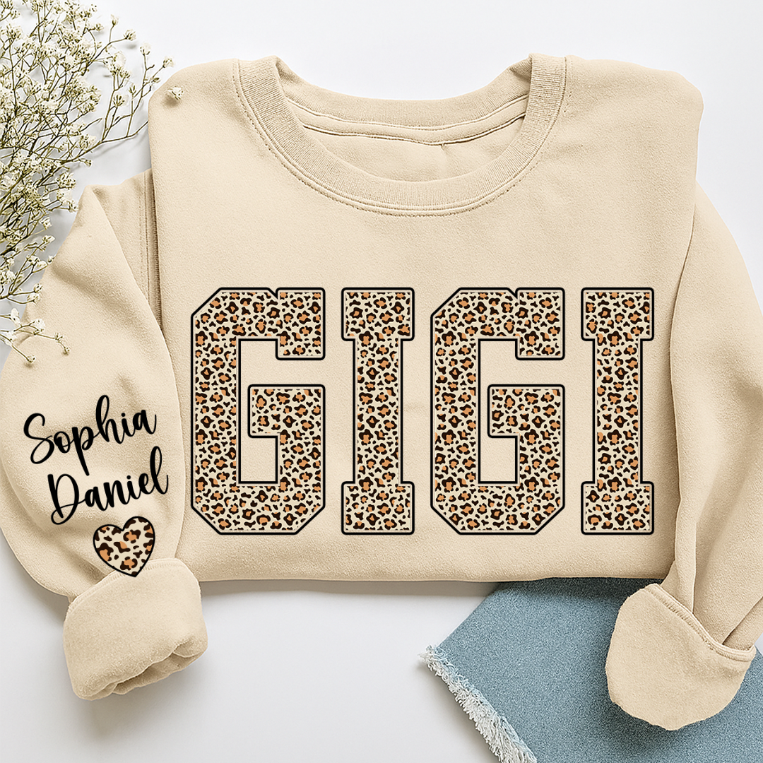 Leopard Gigi Custom Mimi Mama Nana Grandma and Grankids Sweatshirt