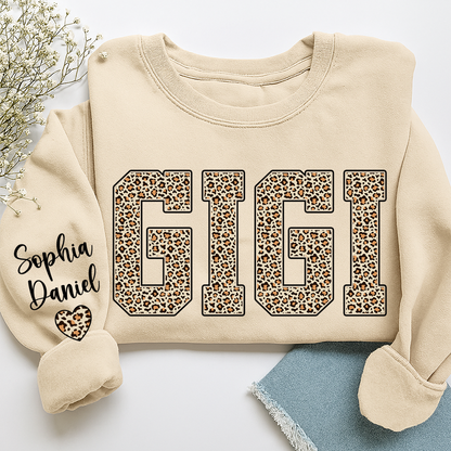 Leopard Gigi Custom Mimi Mama Nana Grandma and Grankids Sweatshirt