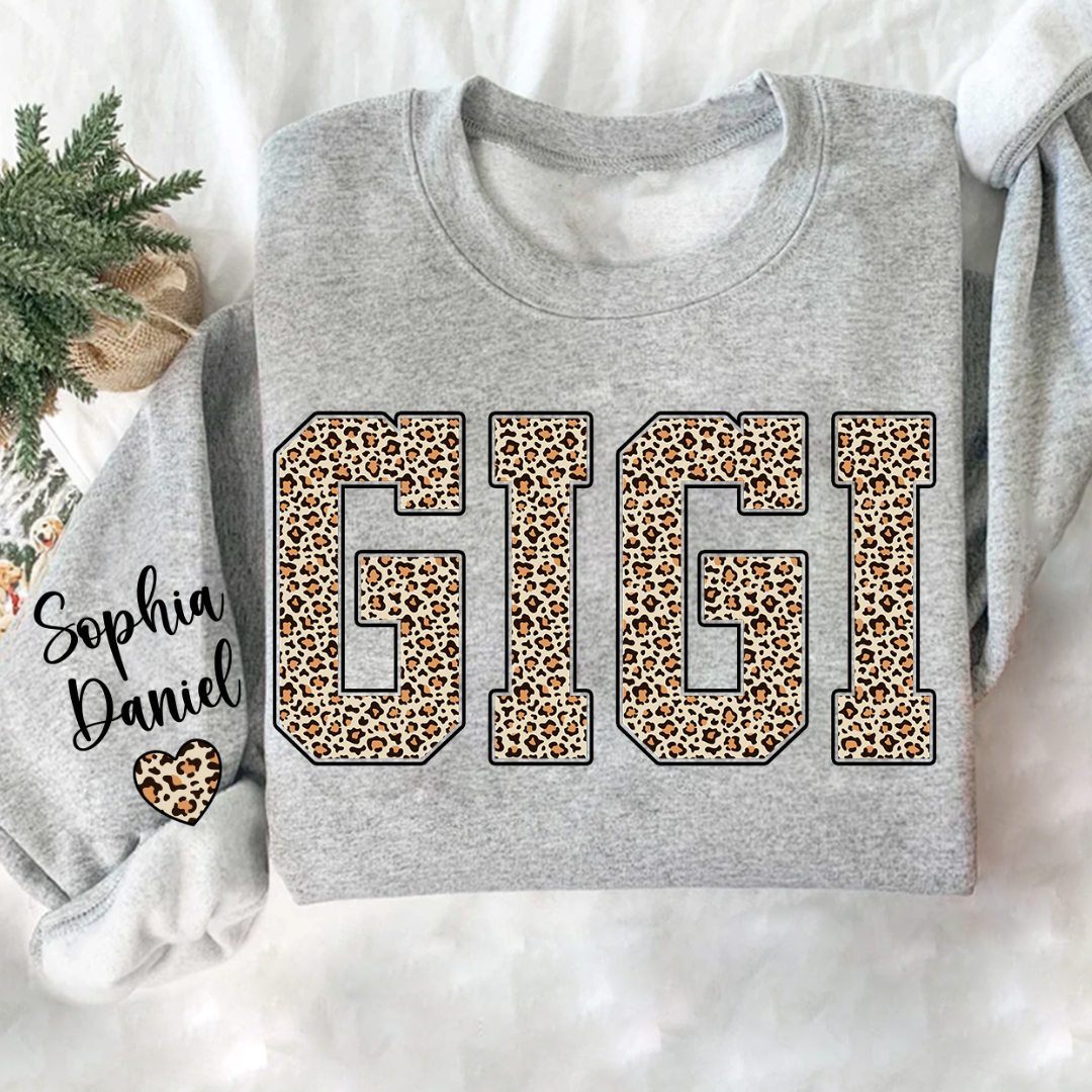Leopard Gigi Custom Mimi Mama Nana Grandma and Grankids Sweatshirt