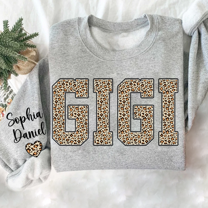 Leopard Gigi Custom Mimi Mama Nana Grandma and Grankids Sweatshirt