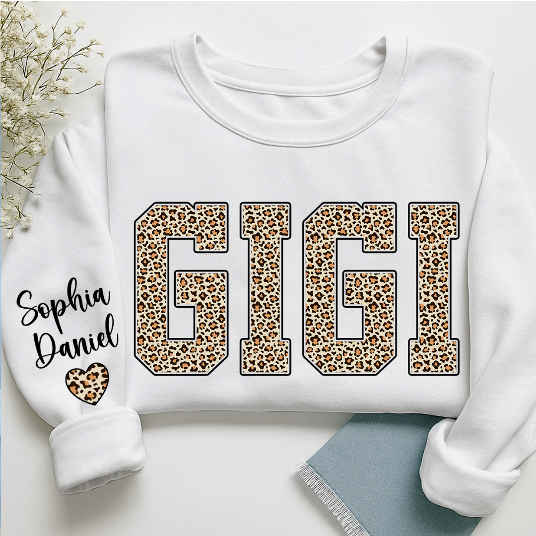 Leopard Gigi Custom Mimi Mama Nana Grandma and Grankids Sweatshirt