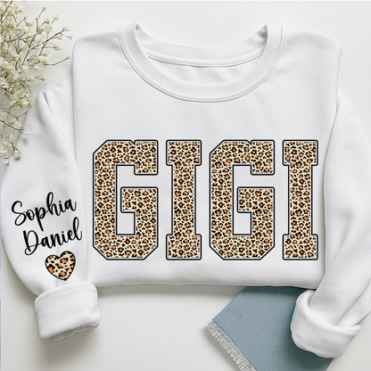 Leopard Gigi Custom Mimi Mama Nana Grandma and Grankids Sweatshirt