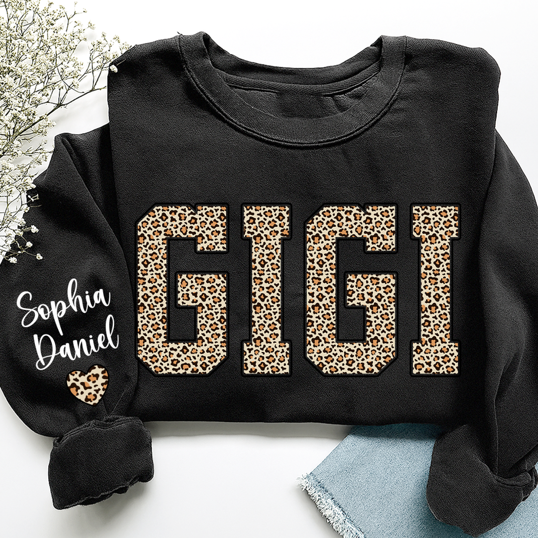 Leopard Gigi Custom Mimi Mama Nana Grandma and Grankids Sweatshirt