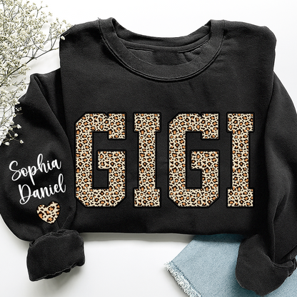 Leopard Gigi Custom Mimi Mama Nana Grandma and Grankids Sweatshirt