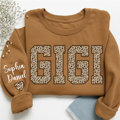 Leopard Gigi Custom Mimi Mama Nana Grandma and Grankids Sweatshirt