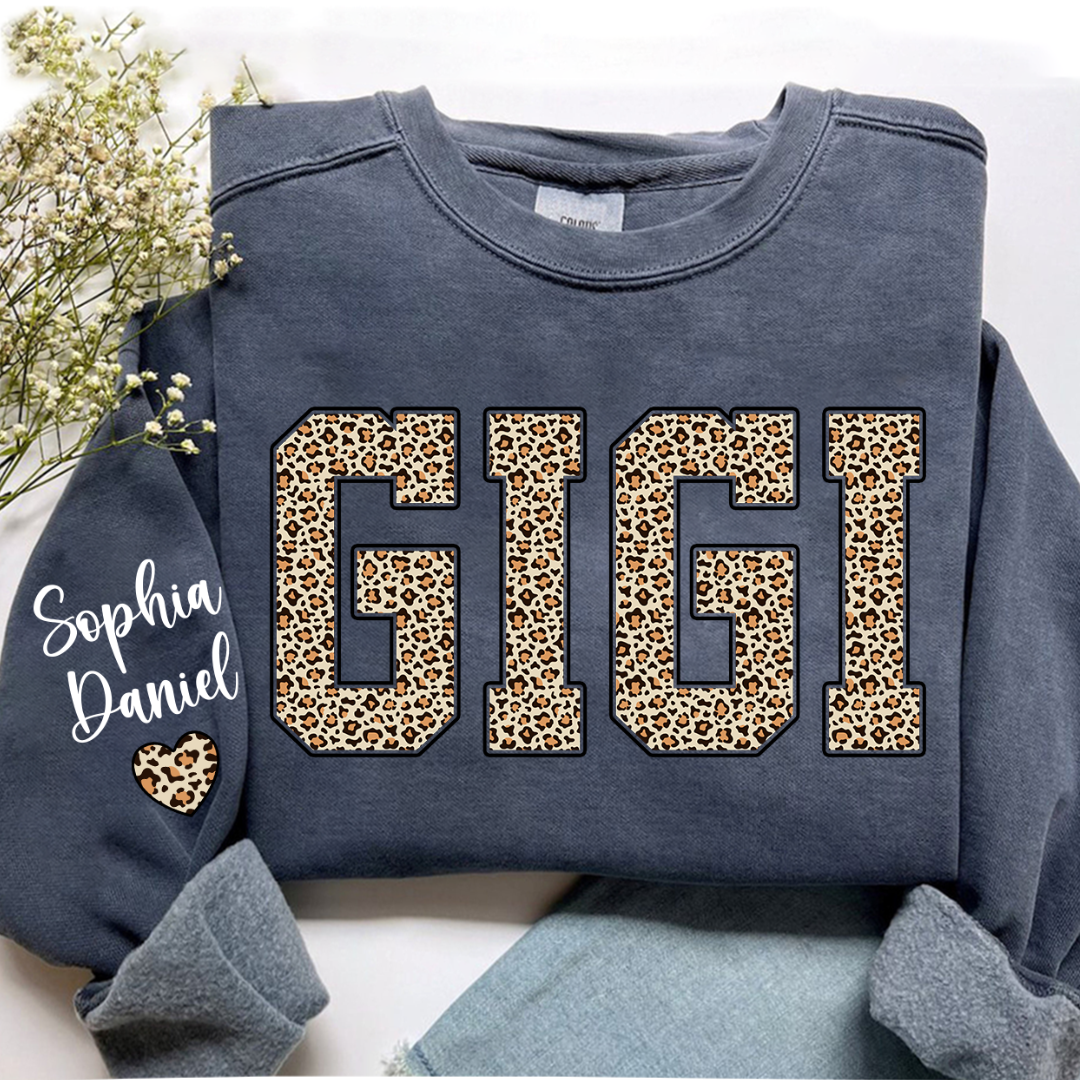 Leopard Gigi Custom Mimi Mama Nana Grandma and Grankids Sweatshirt